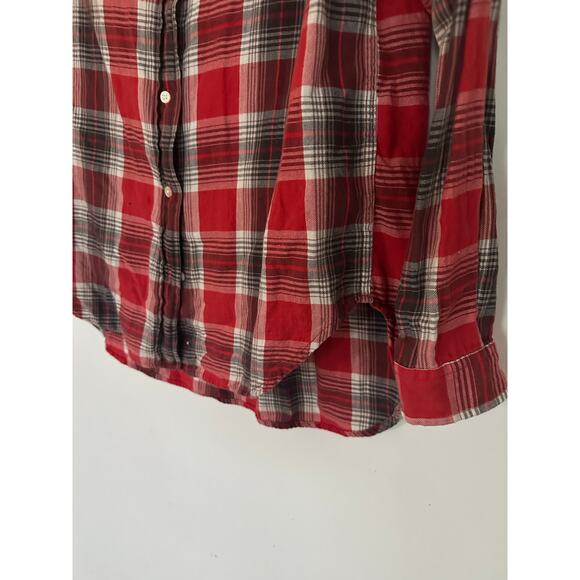 Denim & Supply Ralph Lauren shirt Flannel plaid red M blouse comfort boyfriend - Picture 4 of 13